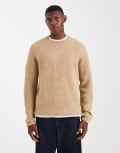 [Jack & Jones] Jack & Jones premium ribbed fluffy jumper in beige-Neutral XS Silver Lining