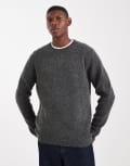 [Jack & Jones] Jack & Jones premium ribbed fluffy jumper in grey XS Dark Grey Melange