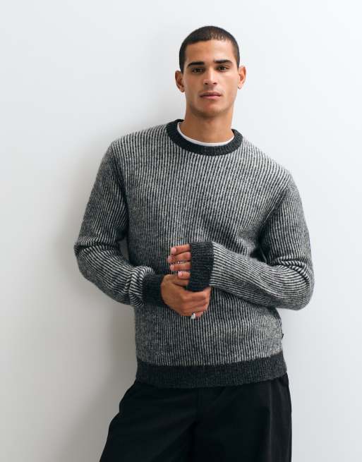 Jack & Jones premium ribbed knit jumper in beige grey, 2 of 5