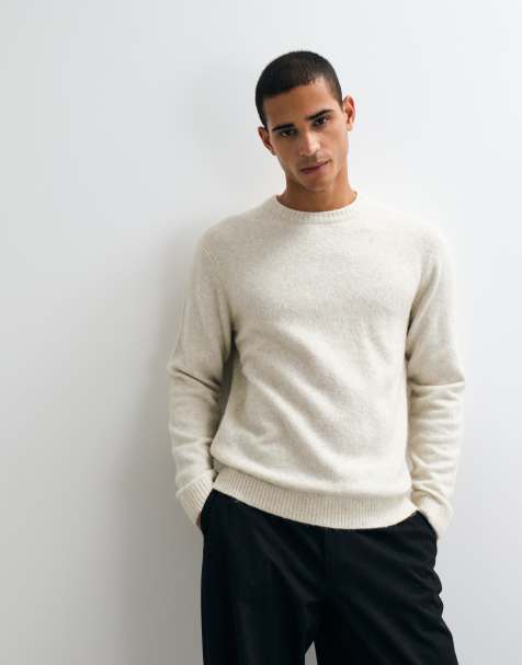 Jack & Jones premium ribbed knit jumper in beige - view 1