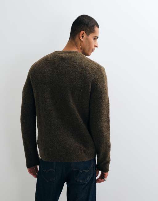 Jack & Jones premium ribbed knit jumper in chocolate brown, 5 of 5