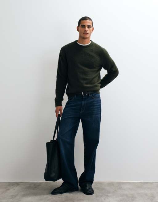 Jack & Jones premium ribbed knit jumper in forest green, 2 of 5