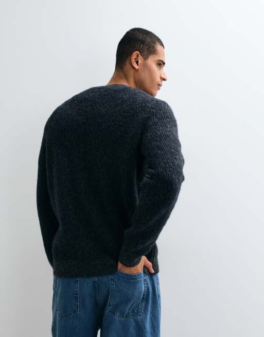 Jack & Jones premium ribbed knit jumper in navy, 4 of 5