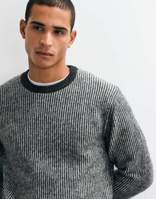 Jack & Jones premium ribbed knit sweater in beige gray, 3 of 5
