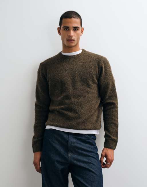 Jack & Jones premium ribbed knit sweater in chocolate brown, 2 of 5