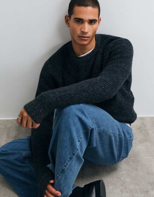 Jack & Jones premium ribbed knit sweater in navy, 3 of 5