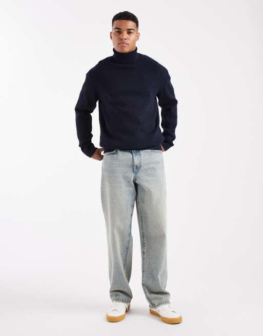 Jack & Jones Premium roll neck jumper in navy, 2 of 5