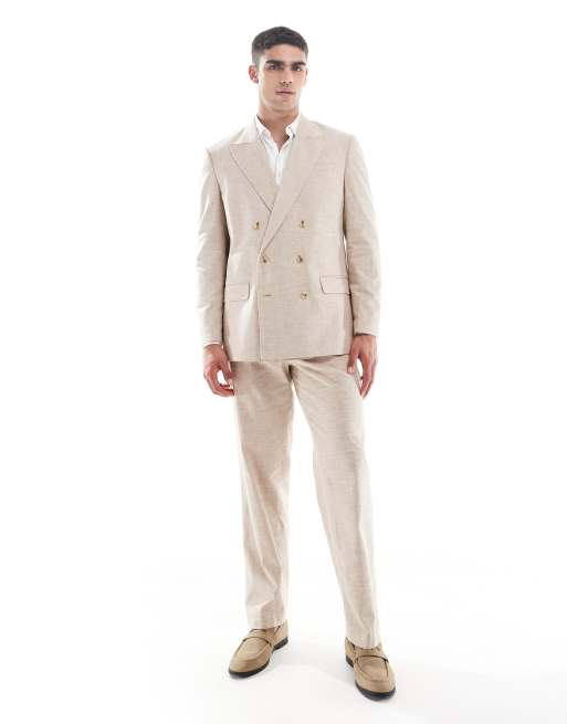 Jack & Jones Premium - Ruimvallend colbert van linnenmix in beige, 4 van 5