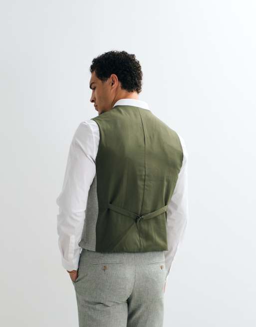 Jack & Jones – Premium – Salviagrön kostym i linnemix, del av set, 2 av 5