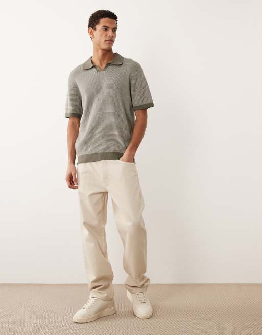 Jack & Jones - Premium - Salviegrøn strikket poloskjorte med halshak, 2 af 5