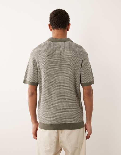 Jack & Jones - Premium - Salviegrøn strikket poloskjorte med halshak, 5 af 5