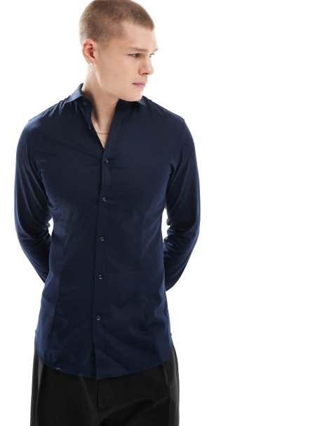 Jack & Jones – Premium – Schmal geschnittenes Hemd in Navy - view 1