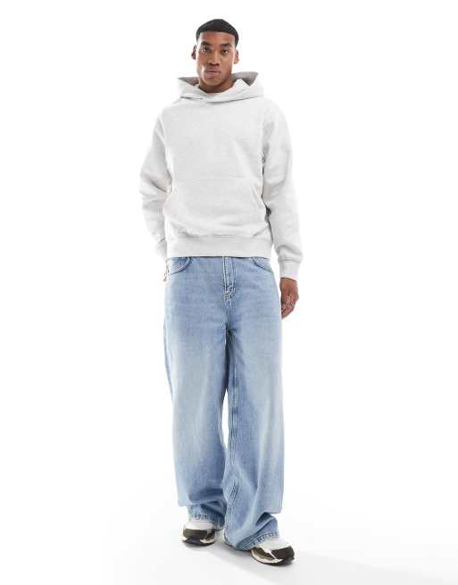 Jack & Jones Premium – Schwerer Oversize-Kapuzenpullover in meliertem Hellgrau, 400 g/m², 4 von 4