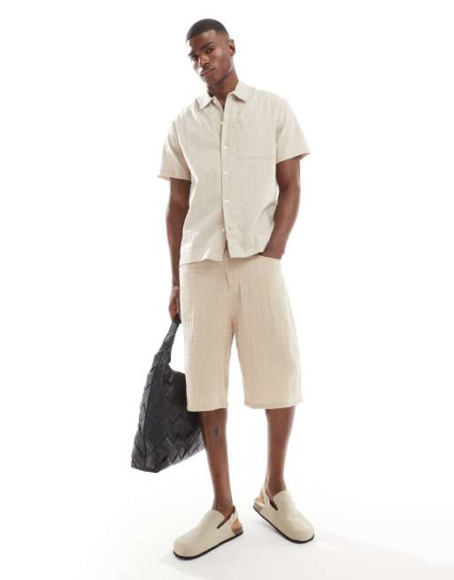 Jack & Jones Premium – Seersucker-Hemd in Creme , 2 von 4