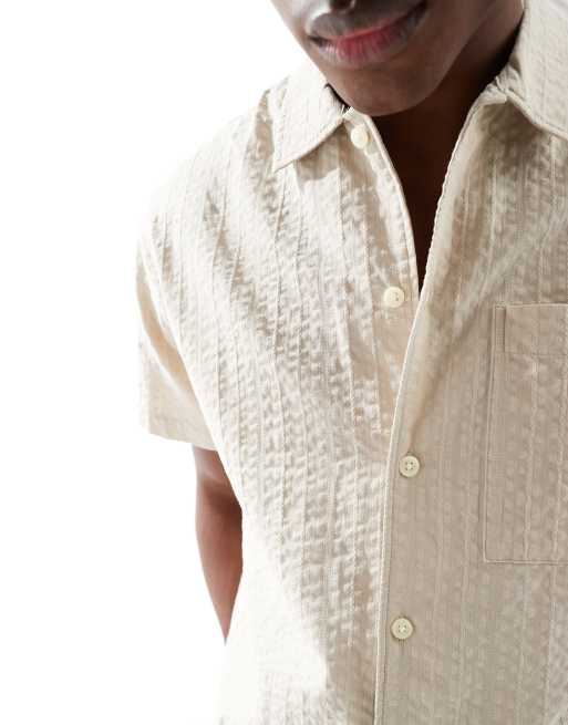 Jack & Jones Premium – Seersucker-Hemd in Creme , 3 von 4