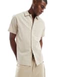 [Jack & Jones] Jack & Jones Premium seersucker shirt in cream-White M Silver Lining