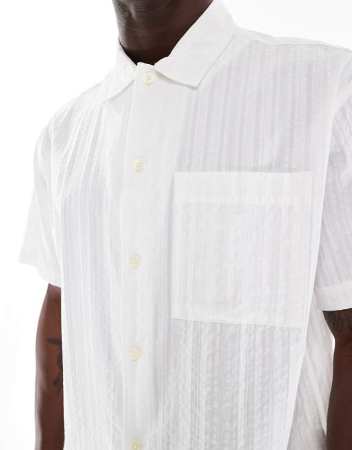 Jack & Jones Premium seersucker shirt in white, 3 of 4