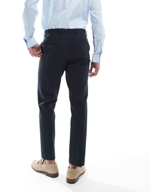 Jack & Jones Premium seersucker suit pants in navy, 5 of 5