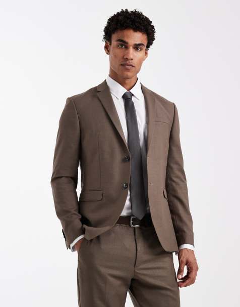 Jack & Jones Premium – Sehr schmal geschnittene Anzugjacke in Braun, Kombiteil - view 1