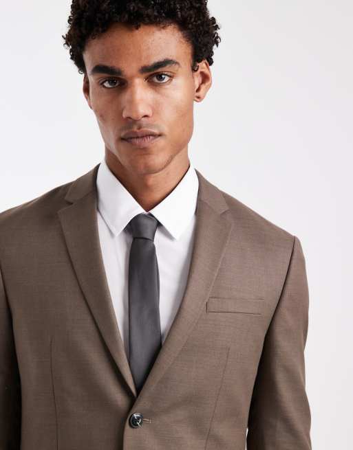 Jack & Jones Premium – Sehr schmal geschnittene Anzugjacke in Braun, Kombiteil, 4 von 5
