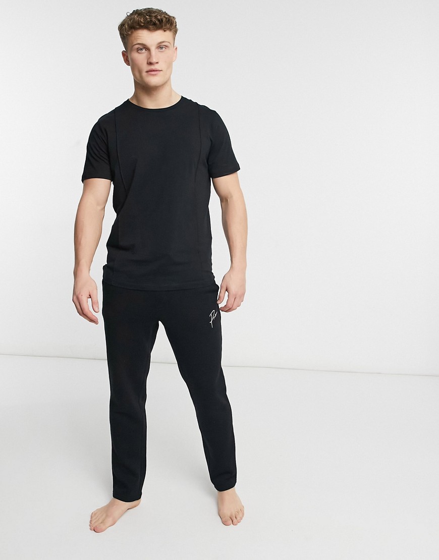 Jack & Jones Premium set sweatpants with script logo in black