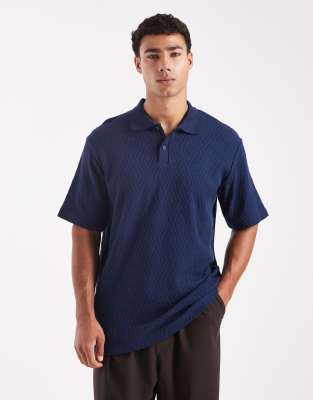 Jack & Jones Premium Short Sleeve Knit Polo Shirt In Black
