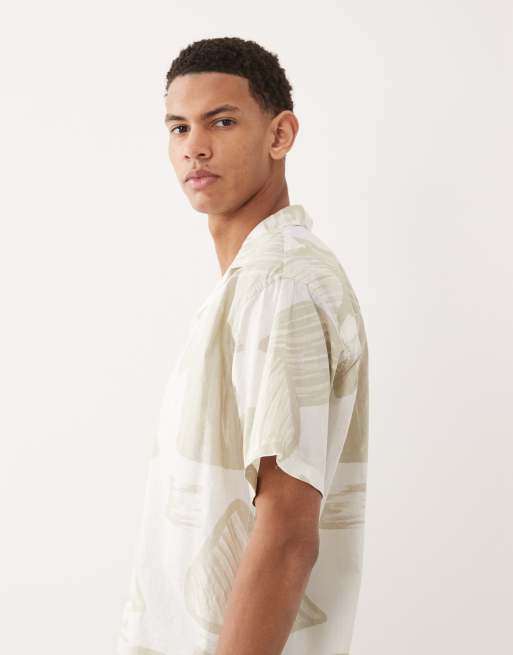 Jack & Jones Premium short sleeve shirt with plant print in off white, 4 of 5