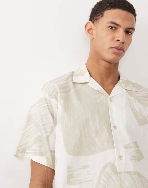 Jack & Jones Premium short sleeve shirt with plant print in off white, 5 of 5