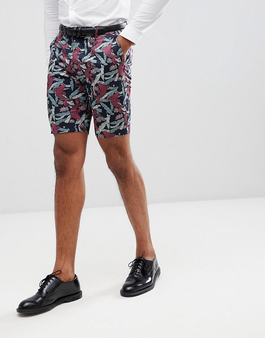 Jack & Jones - Premium - Shorts met allover print-Marineblauw