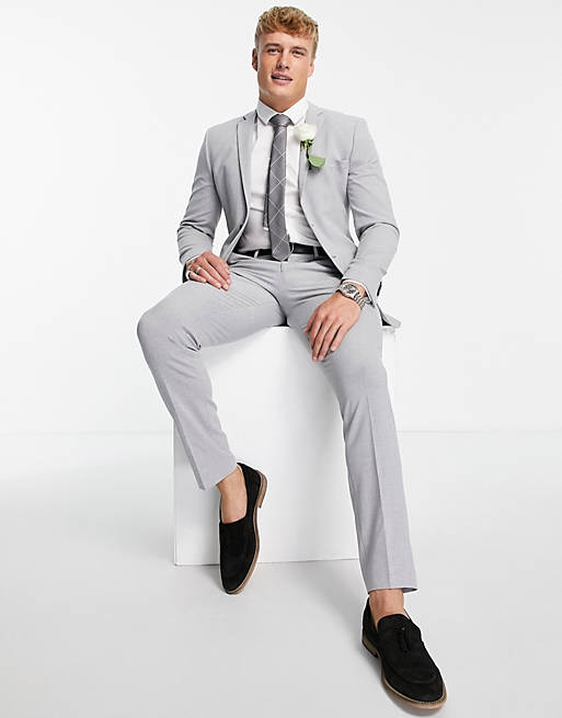Jack & Jones Premium skinny fit suit trousers in grey