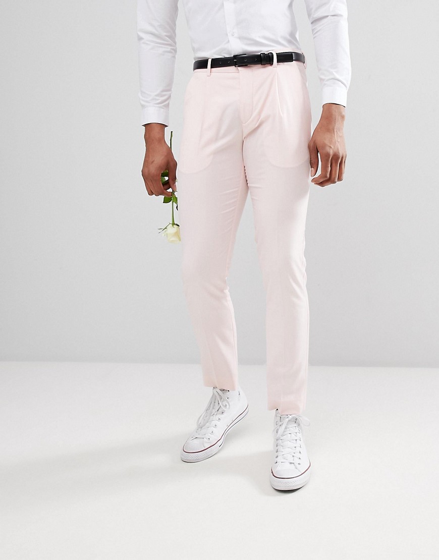 Jack & Jones – Premium skinny kostymbyxor-Rosa