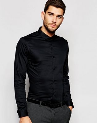 Jack & Jones - Premium - Skjorta i stretchtyg med extra smal passform-Svart