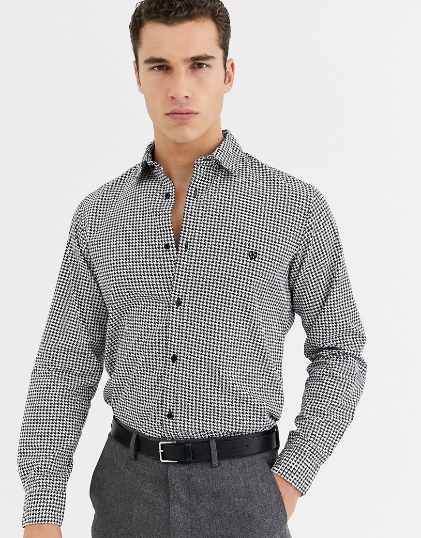 Jack & Jones Premium – Skjorta med smal passform och litet hundtandsmönster-Vit