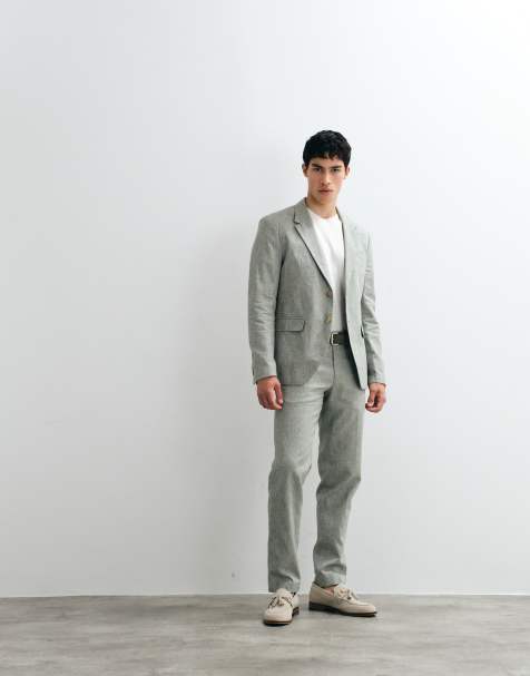 Jack & Jones Premium – Slim-Fit-Anzughose aus Leinenmix in Salbeigrün, Kombiteil - view 1