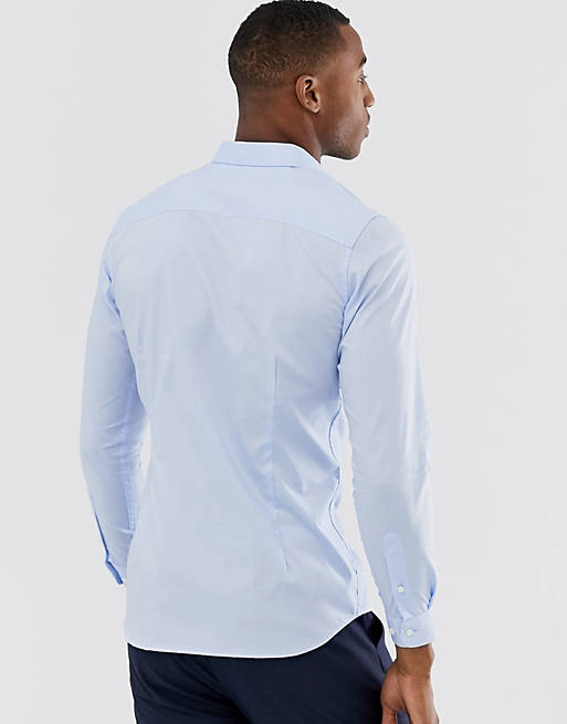 Jack & Jones Premium - Slim - Blå elegant skjorte i strækbart stof | ASOS