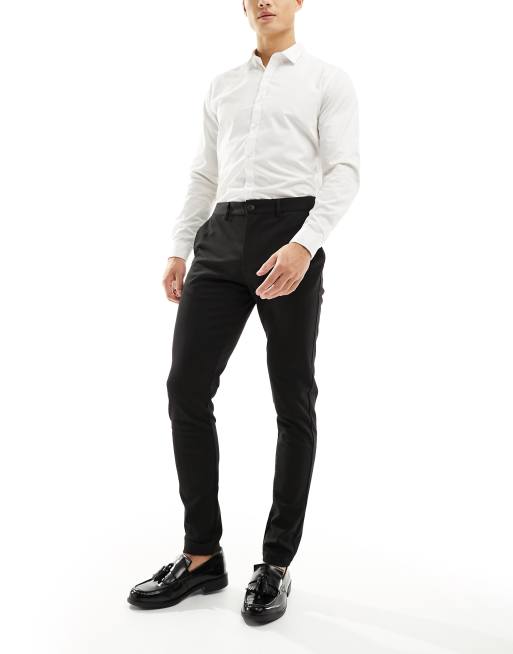 Jack & Jones Premium slim fit jersey smart suit pants in black