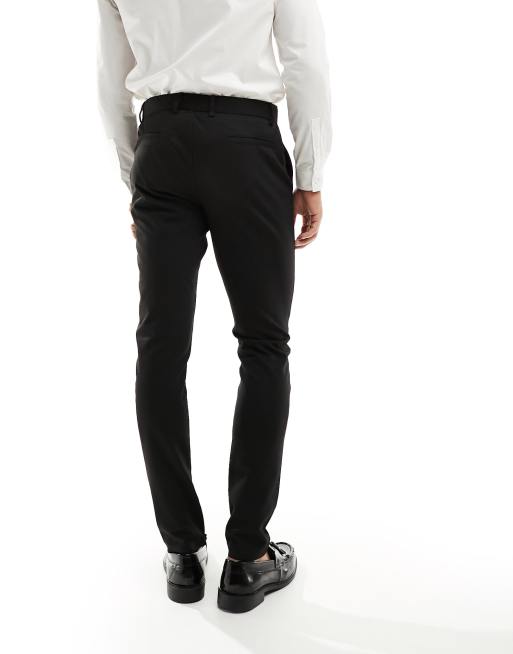 Jack & Jones Premium slim fit jersey smart suit pants in black