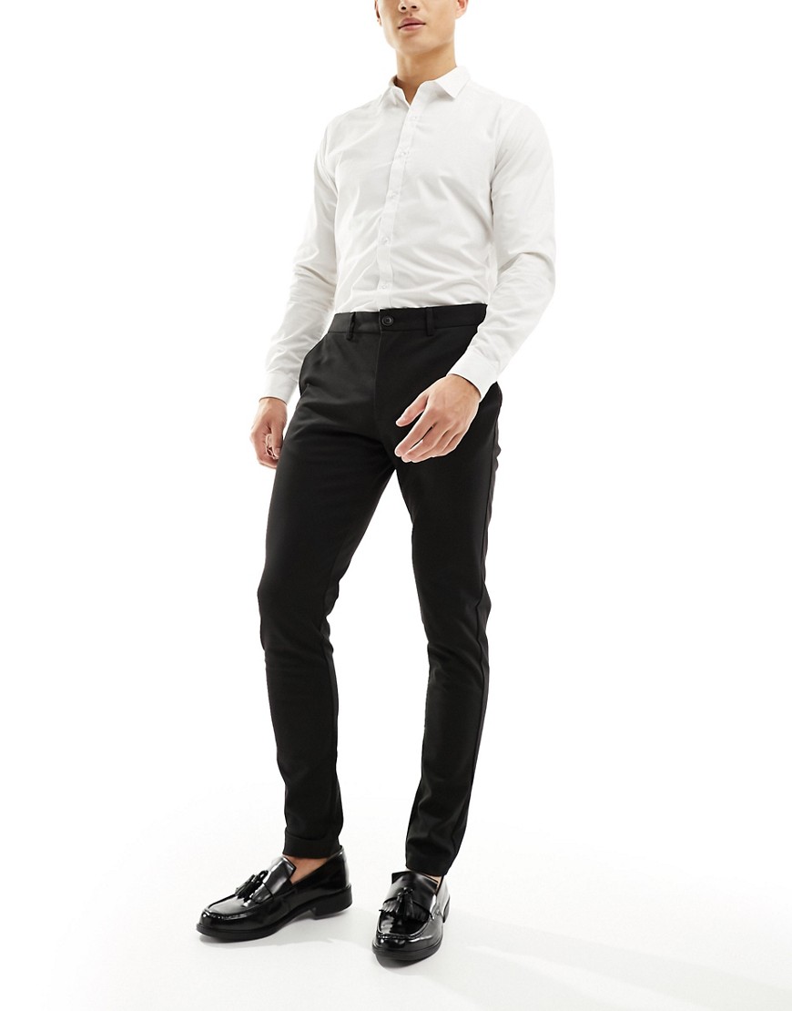 Jack & Jones Premium slim fit jersey smart suit trouser in black