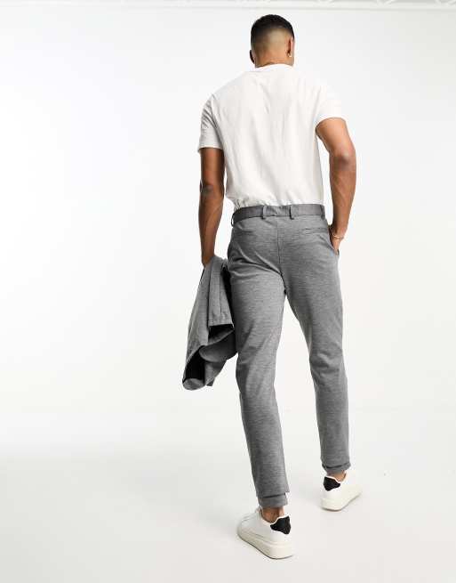 Slim Fit Jersey Suit Pants - Gray - Men