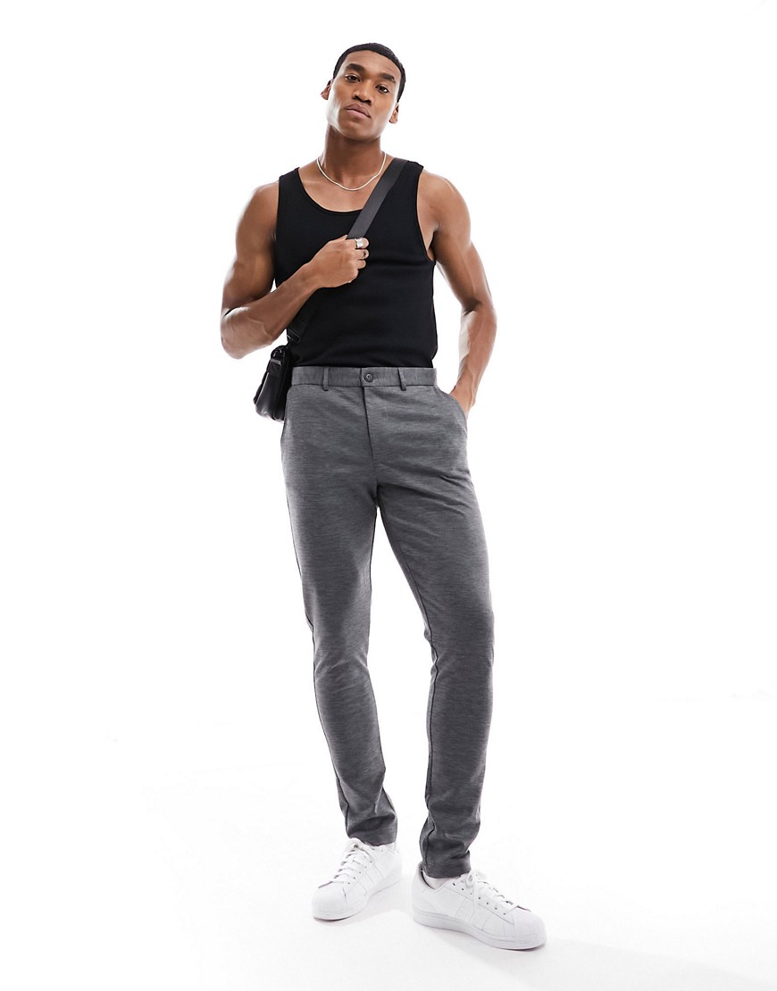 Jack & Jones Premium slim fit jersey suit trouser in grey