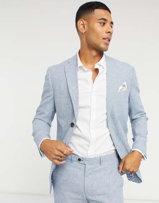 Jack & Jones Premium slim fit linen suit in light blue