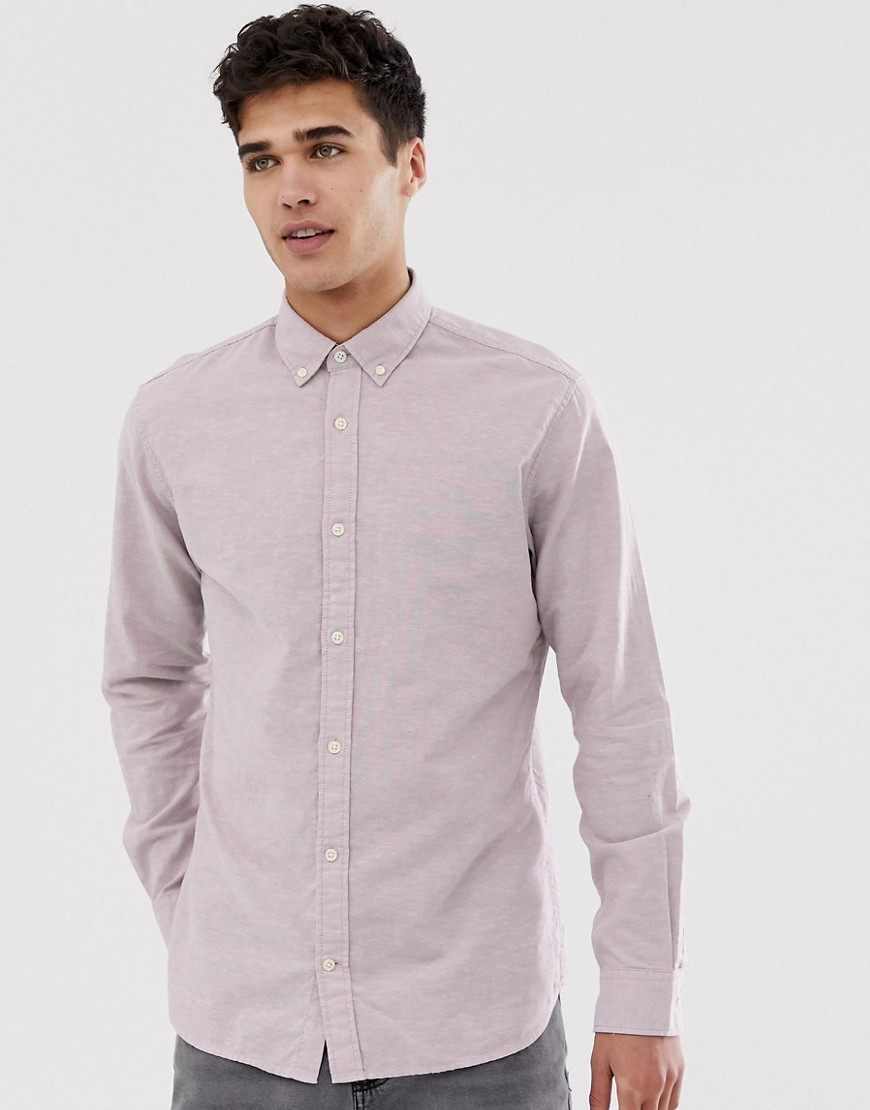 Jack & Jones - Premium - Slim-fit overhemd van linnenmix met lange mouwen-Roze