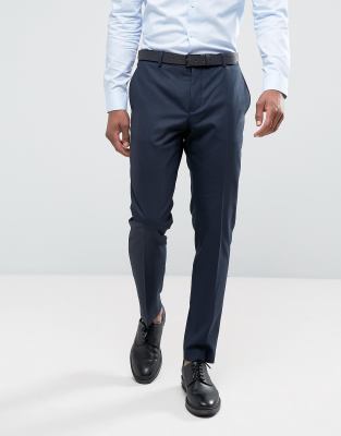 Jack & Jones - Granatowe spodnie garniturowe o dopasowanym kroju-Granatowy Ciemnogranatowy