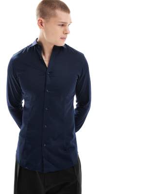 Jack & Jones Premium slim fit shirt in navy