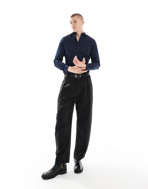 Jack & Jones Premium slim fit shirt in navy, 3 of 4