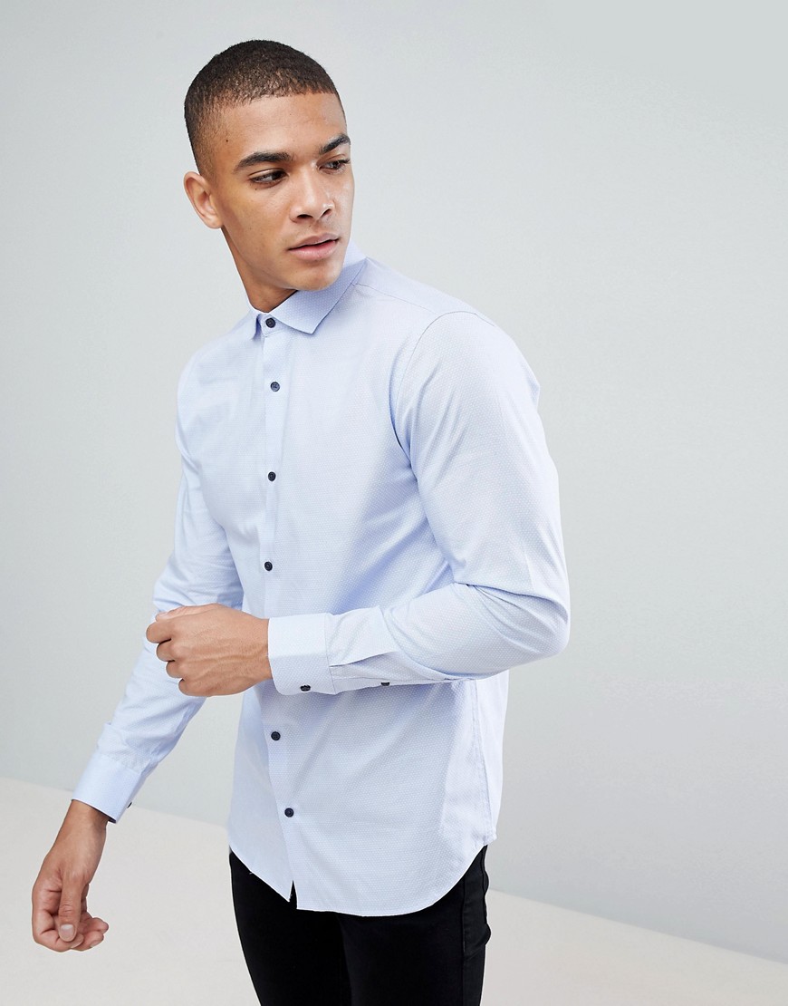 Jack & Jones Premium Slim Fit Shirt With Contrast D-blue In White