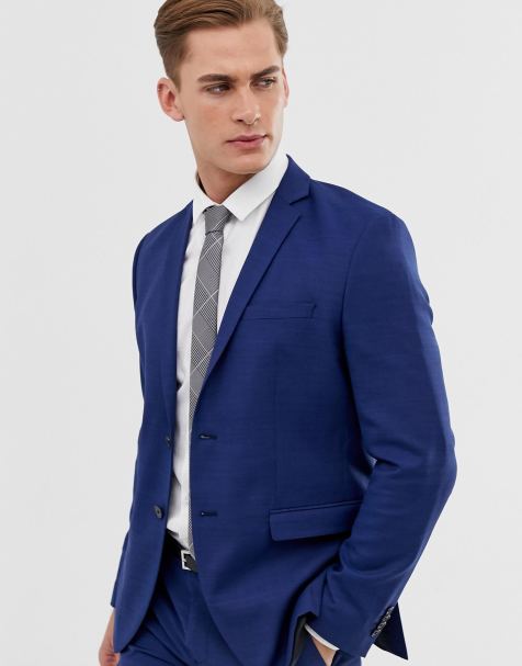 Jack & Jones Premium slim fit stretch suit jacket in blue - view 1