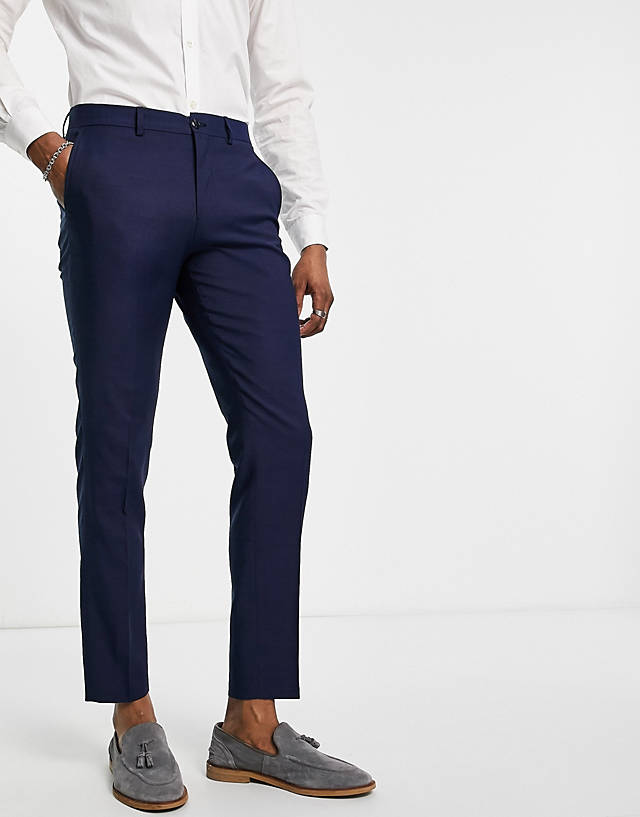 Jack & Jones - premium slim fit stretch suit trousers in dark navy