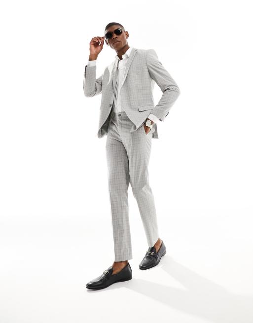 Jack & Jones Premium slim fit suit jacket in beige check , 2 of 5