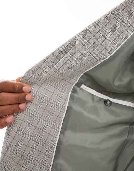 Jack & Jones Premium slim fit suit jacket in beige check , 3 of 5